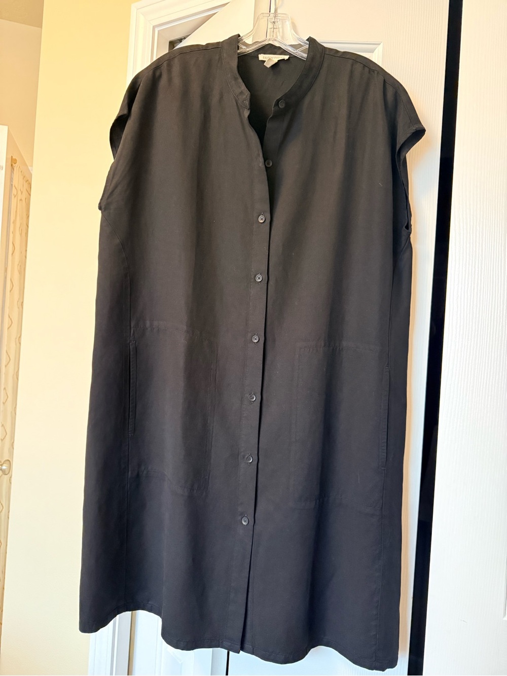 Eileen Fisher Black Midi Button-Front Dress - classic!